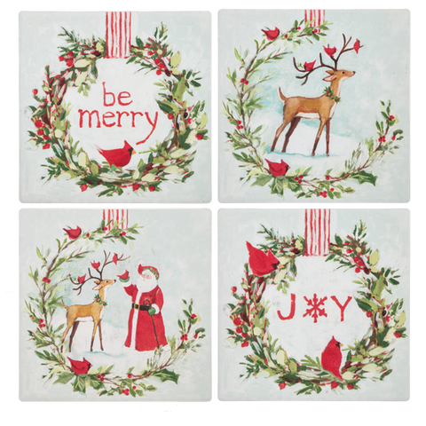 Set of 4 Holiday Message Coasters for Just Jill