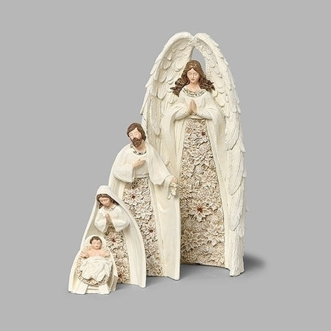 4 pcs Poinsettia Pattern Nesting Nativity Set