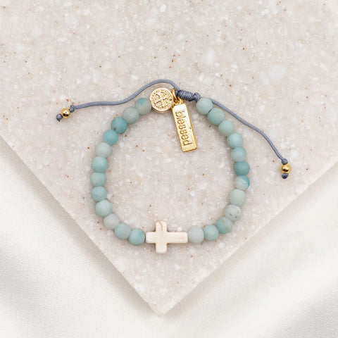 My Saint My Hero Divine Grace Amazonite Cross Bracelet