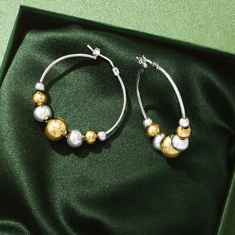 Ross Simons Italian Sterling Bead Hoop Earrings