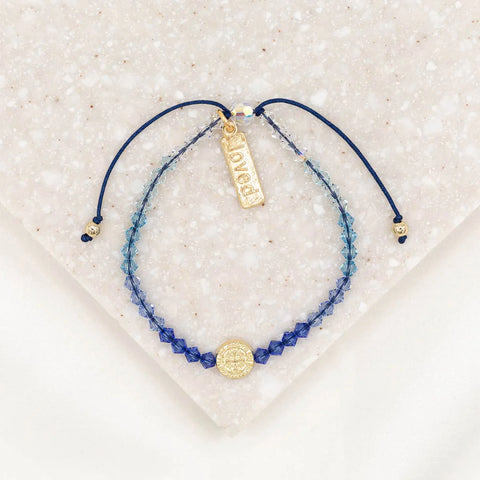 My Saint My Hero BeCause We Care - Blue Ombré Crystal Bracelet