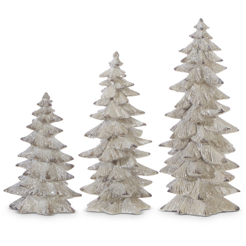 Set of 3 Whitewashed Glittered Trees for Just Jill