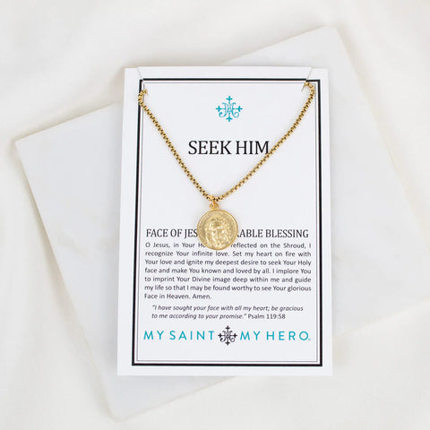 My Saint My Hero Seek Him Necklace