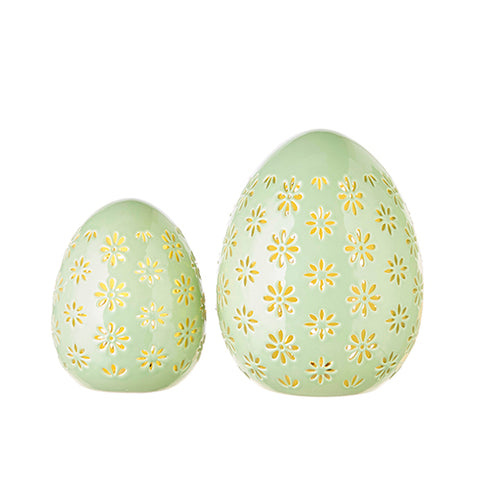 Set of 2 Decorative Porcelain Lighted Eggs for Just Jill