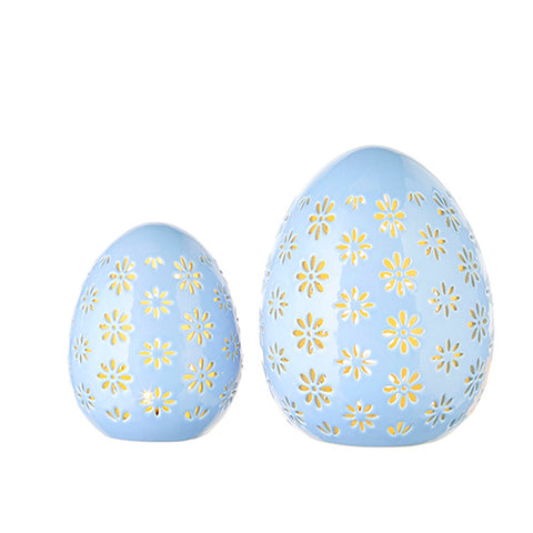 Set of 2 Decorative Porcelain Lighted Eggs for Just Jill