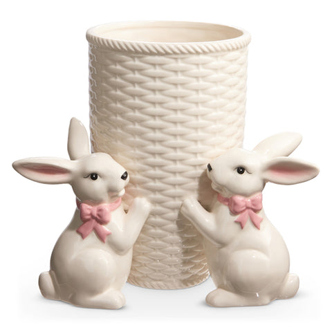 Basketweave Vase with Bunnies for Just Jill