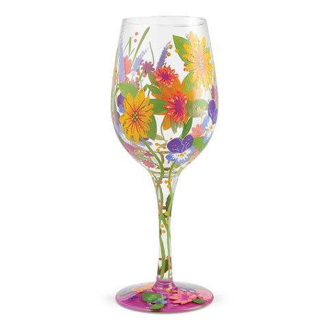 Lolita Wine in the Garden Hand-Painted Wine Glass