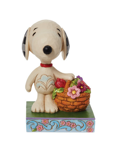 Jim Shore Snoopy Basket of Tulips