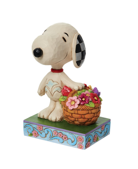 Jim Shore Snoopy Basket of Tulips