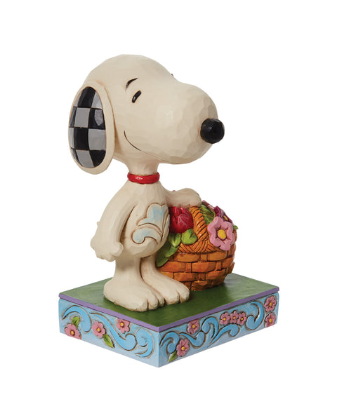 Jim Shore Snoopy Basket of Tulips