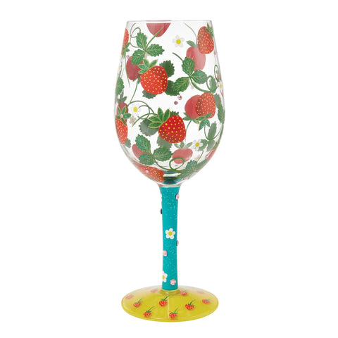 Lolita Strawberry Patch Hand-Painted Wine Glass