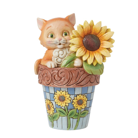 Jim Shore Cat in Flowerpot Figurine