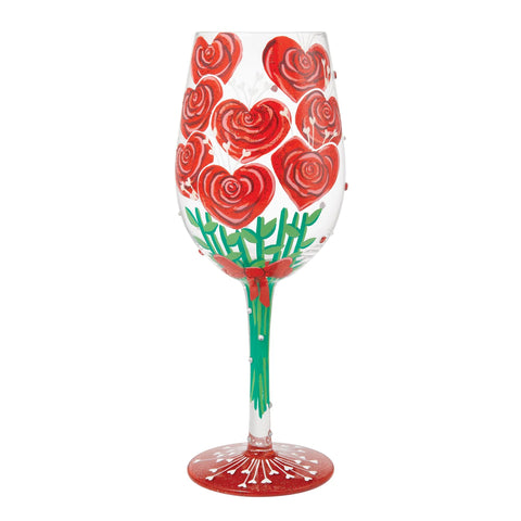 Lolita Valentine's Bouquet Hand Painted Wine Glass