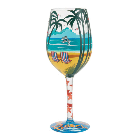 Lolita Forever at the Beach Hand Painted Wine Glass