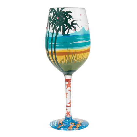 Lolita Forever at the Beach Hand Painted Wine Glass