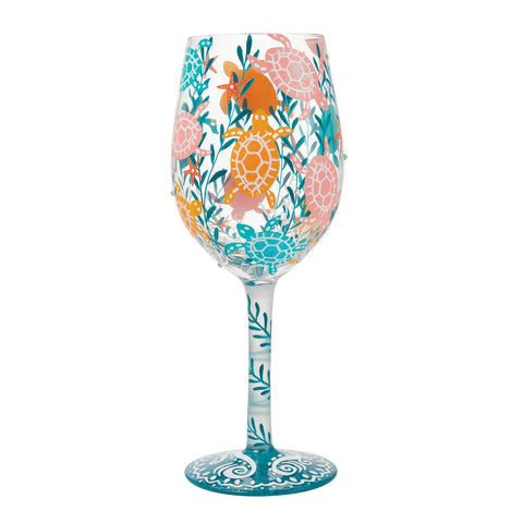 Lolita Sea Turtle Hand-Painted Wine Glass