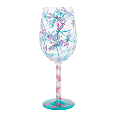 Lolita Dance of the Dragonflies Hand Painted Wine Glass
