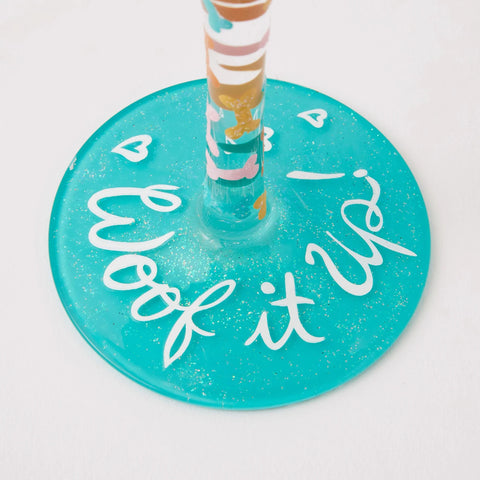 Lolita Woof it Up Hand Painted Wine Glass