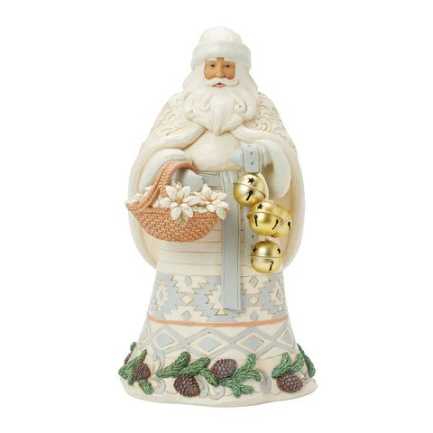 Jim Shore Woodland Santa Basket and Bell Figurine