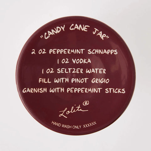 Lolita Candy Cane Jar Hand-Painted Wine Glass