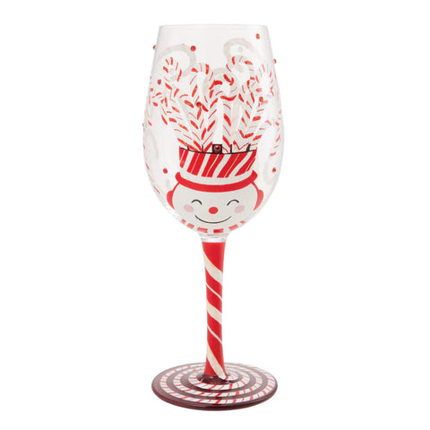 Lolita Candy Cane Jar Hand-Painted Wine Glass