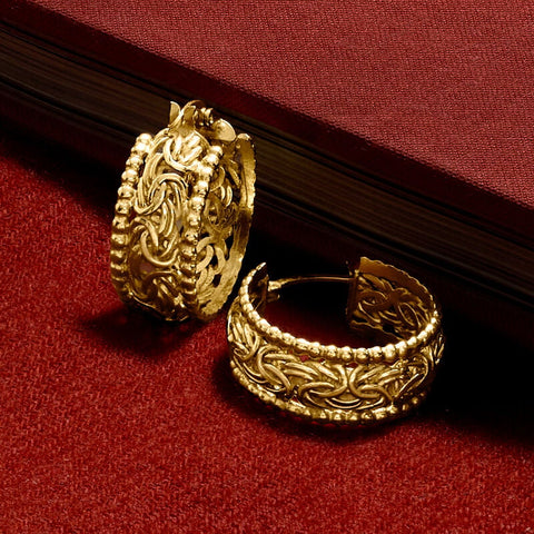 Ross-Simons 18kt over Sterling Byzantine Beaded-Edge Hoop Earrings