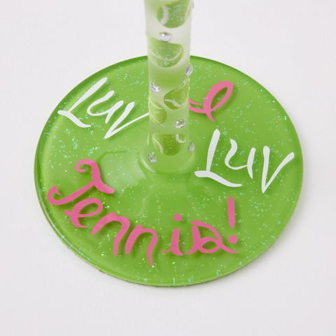 Lolita I Luv Luv Tennis Hand-Painted Wine Glass