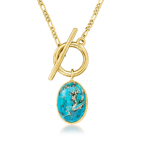 Ross Simons Turquoise Toggle Necklace
