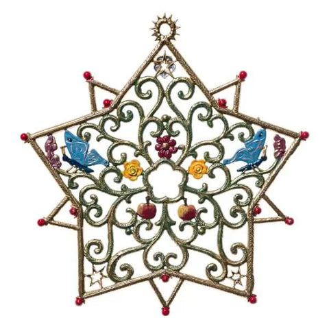 Christmas Star German Pewter Hand-Painted Ornament