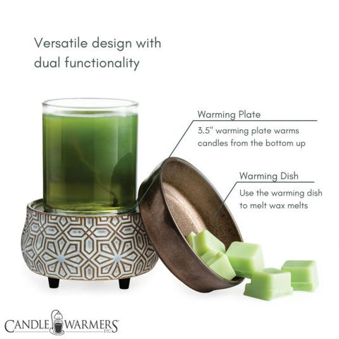 Candle Warmers Bronze 2-in-1 Fragrance Warmer with Just Jill Home Wax Melts
