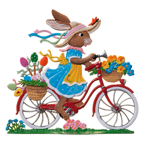 Bunny In Her Easter Bonnet Hand Painted German Pewter Figurine