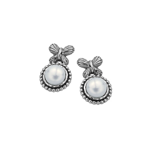 Danny Newfeld Cultured Pearl Butterfly Stud Earrings
