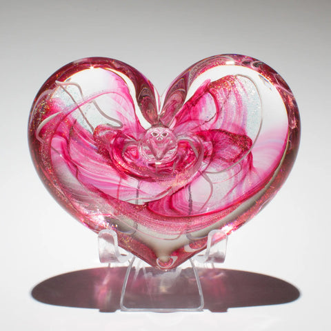 Epiphany Studios Hand-Blown Glass Heart Paperweight w/ Stand