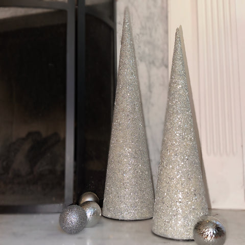 Set of 2 Silver Sequin Cone Trees for Just Jill