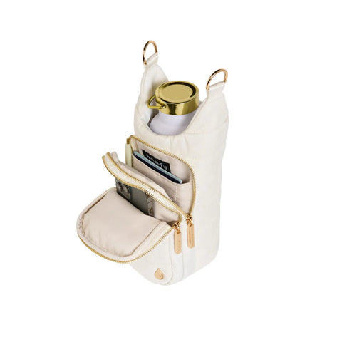 WanderFull White Ripstop HydroBag® with Black and White Striped Strap