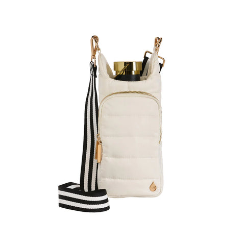 WanderFull White Ripstop HydroBag® with Black and White Striped Strap