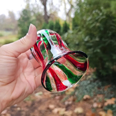 Epiphany Hand-Blown Holly Bell Ornament