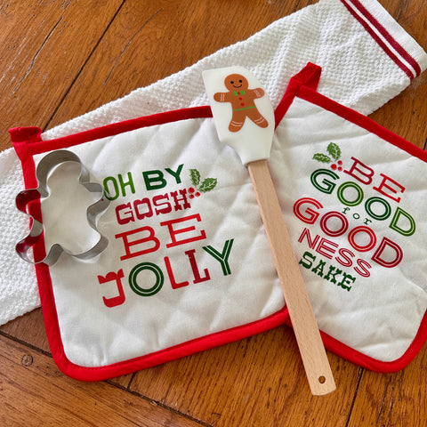 Holiday Spatula with Cookie Cutter and Potholders for Just Jill-BOGO OFFER