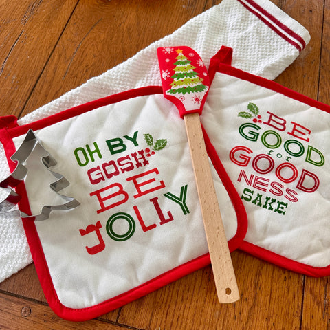 Holiday Spatula with Cookie Cutter and Potholders for Just Jill-BOGO OFFER