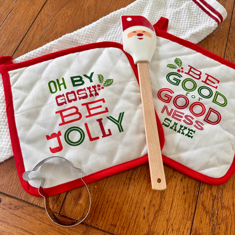 Holiday Spatula with Cookie Cutter and Potholders for Just Jill-BOGO OFFER