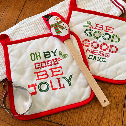 Holiday Spatula with Cookie Cutter and Potholders for Just Jill-BOGO OFFER