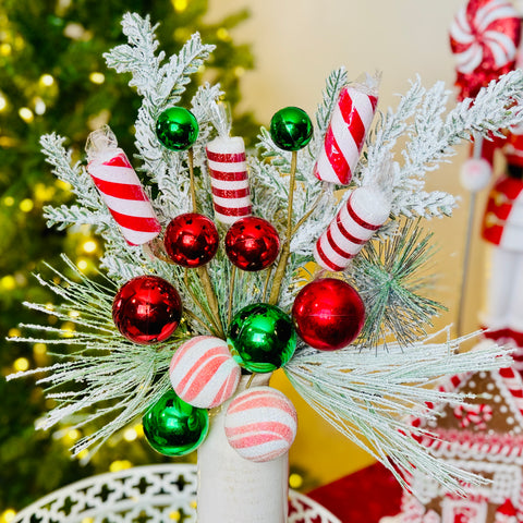 Set of 2 Frosted Pine & Peppermint Picks for Just Jill