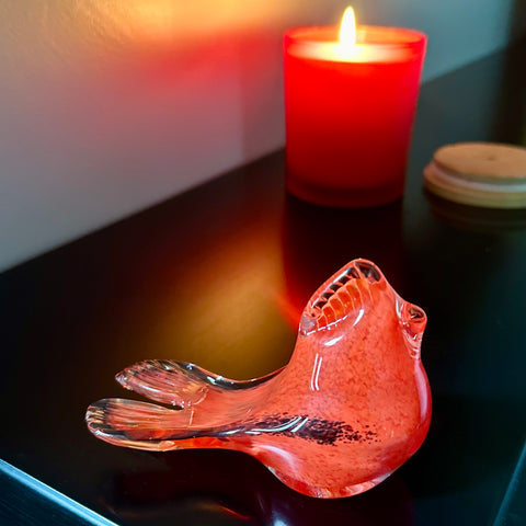 Epiphany Studios Hand-Blown Loving Cardinal Glass Paperweight