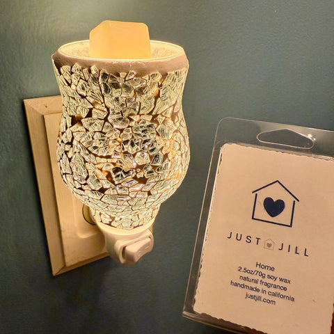 Candle Warmers Glass Mosaic Pluggable Fragrance Warmer w/ Just Jill Wax Melts