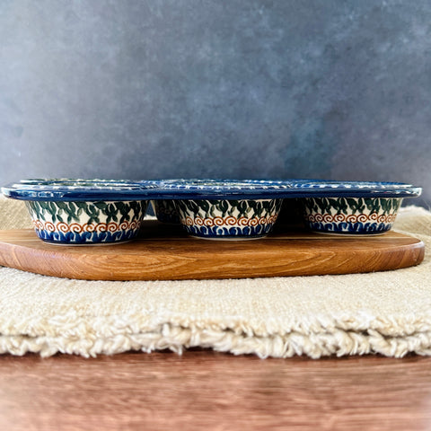 Polish Pottery Six Muffin Baking Dish