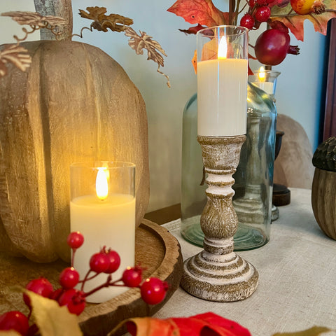 Set of 2 4" Petite Ivory Glass Pillar Candles for Just Jill