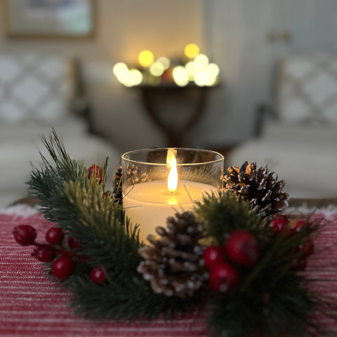 3.5" x 4" Flameless Ivory Glass Pillar Candle for Just Jill