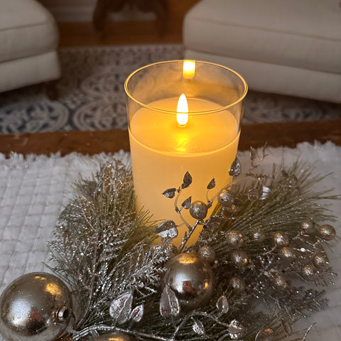 3.5" x 6" Flameless Ivory Glass Pillar Candle for Just Jill