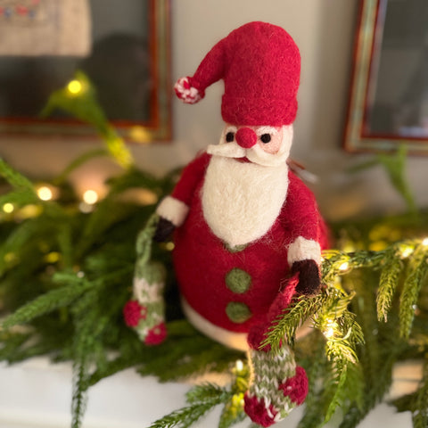 Set of 2 Artisan Crafted Wool Santa and Snowman for Just Jill