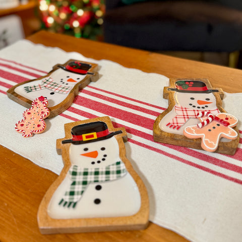 Set of 3 Snowman Tidbit Trays for Just Jill